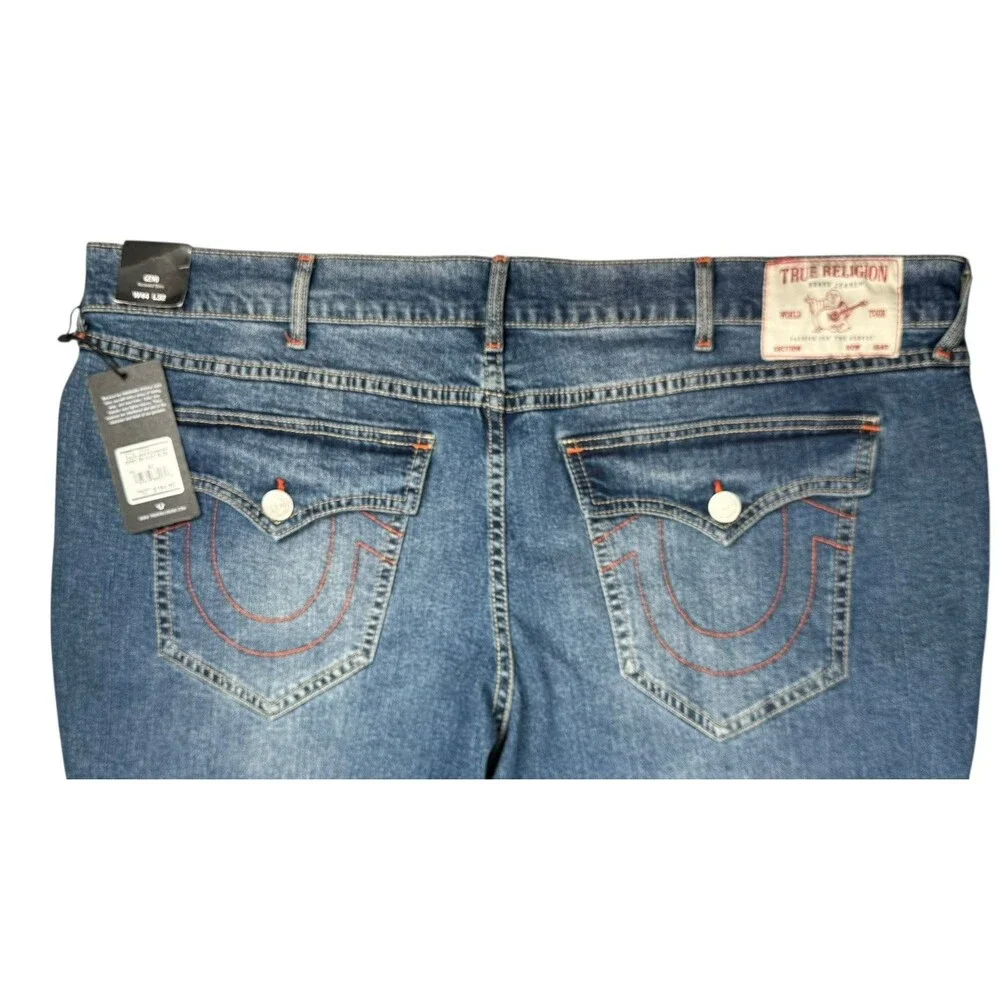 True Religion Geno Mens 44x32 Jeans Relaxed Slim Blue Denim Horseshoe NWT 700596